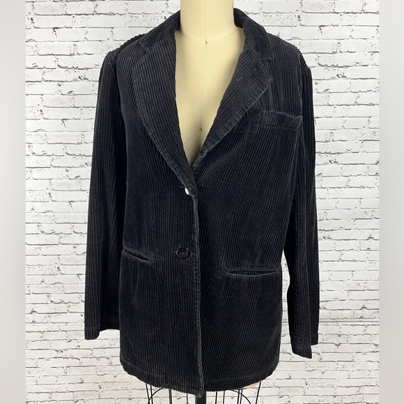 Newport News | black 100% cotton, corduroy elongated jacket size 10 - Picture 1 of 11